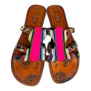 Cuzco Tumi by Brasil Womens Slip On Slide Sandals Outdoor Multicolor Size 9